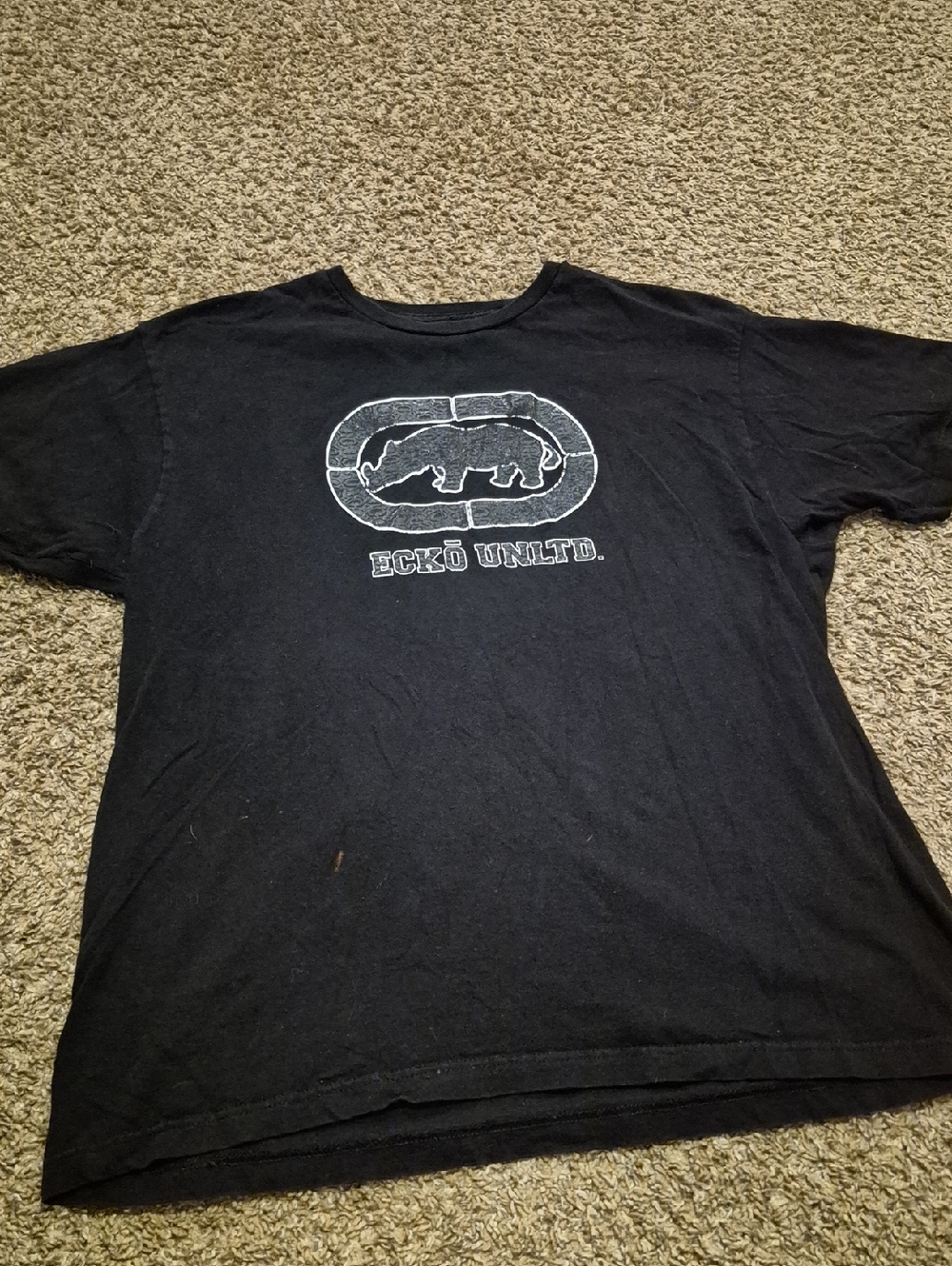 Y2k Ecko Unlimited Black Tee with White Rhino Logo